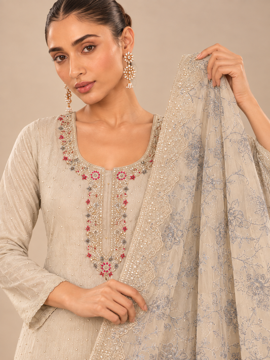 Mehrunisa – Ivory Embroidered Suit