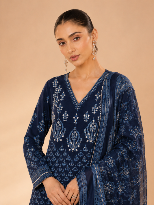 Neelara – Navy Blue Embroidered Suit