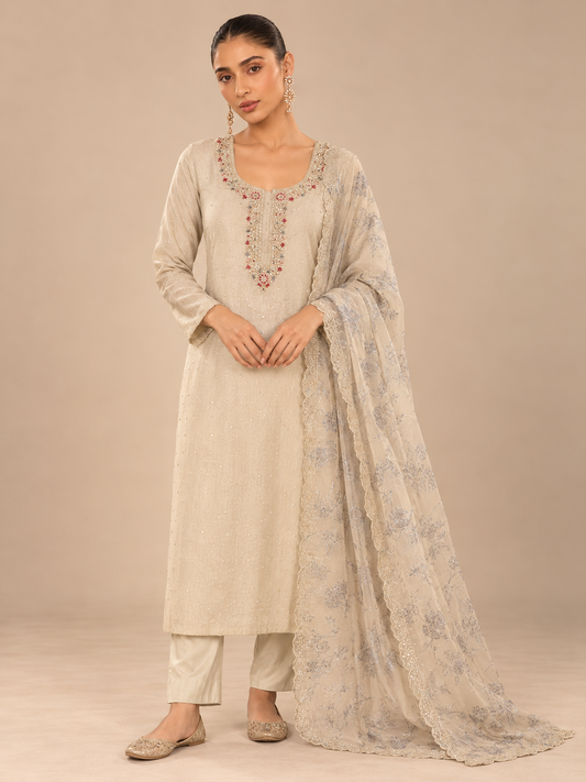 Mehrunisa – Ivory Embroidered Suit