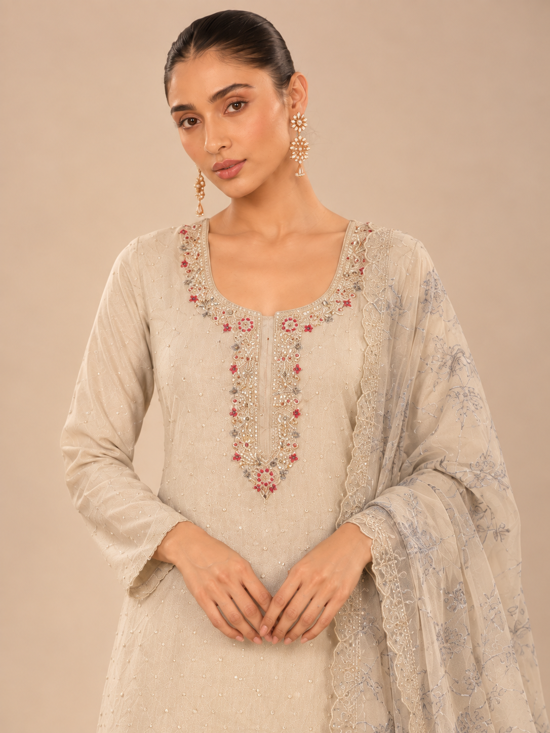 Mehrunisa – Ivory Embroidered Suit