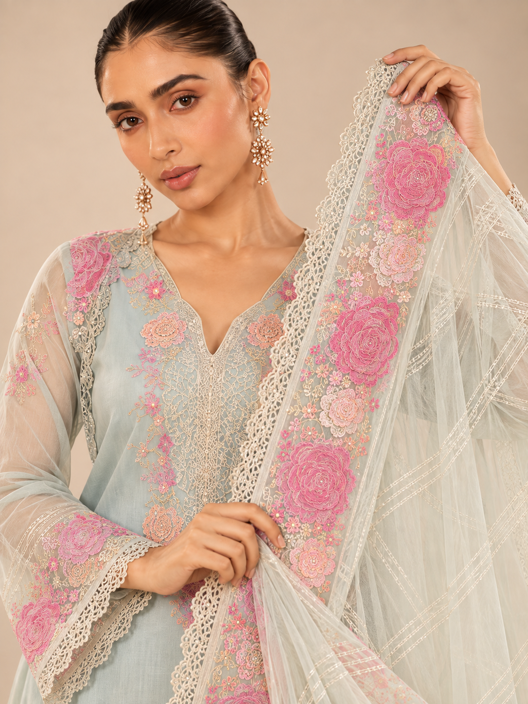 Reva Floral Beadwork Suit Set