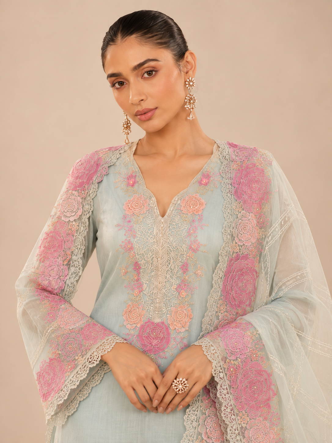 Reva Floral Beadwork Suit Set