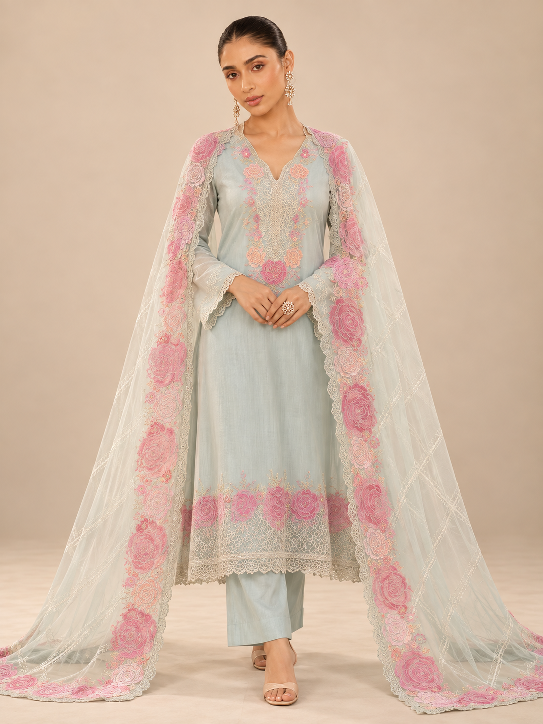 Reva Floral Beadwork Suit Set