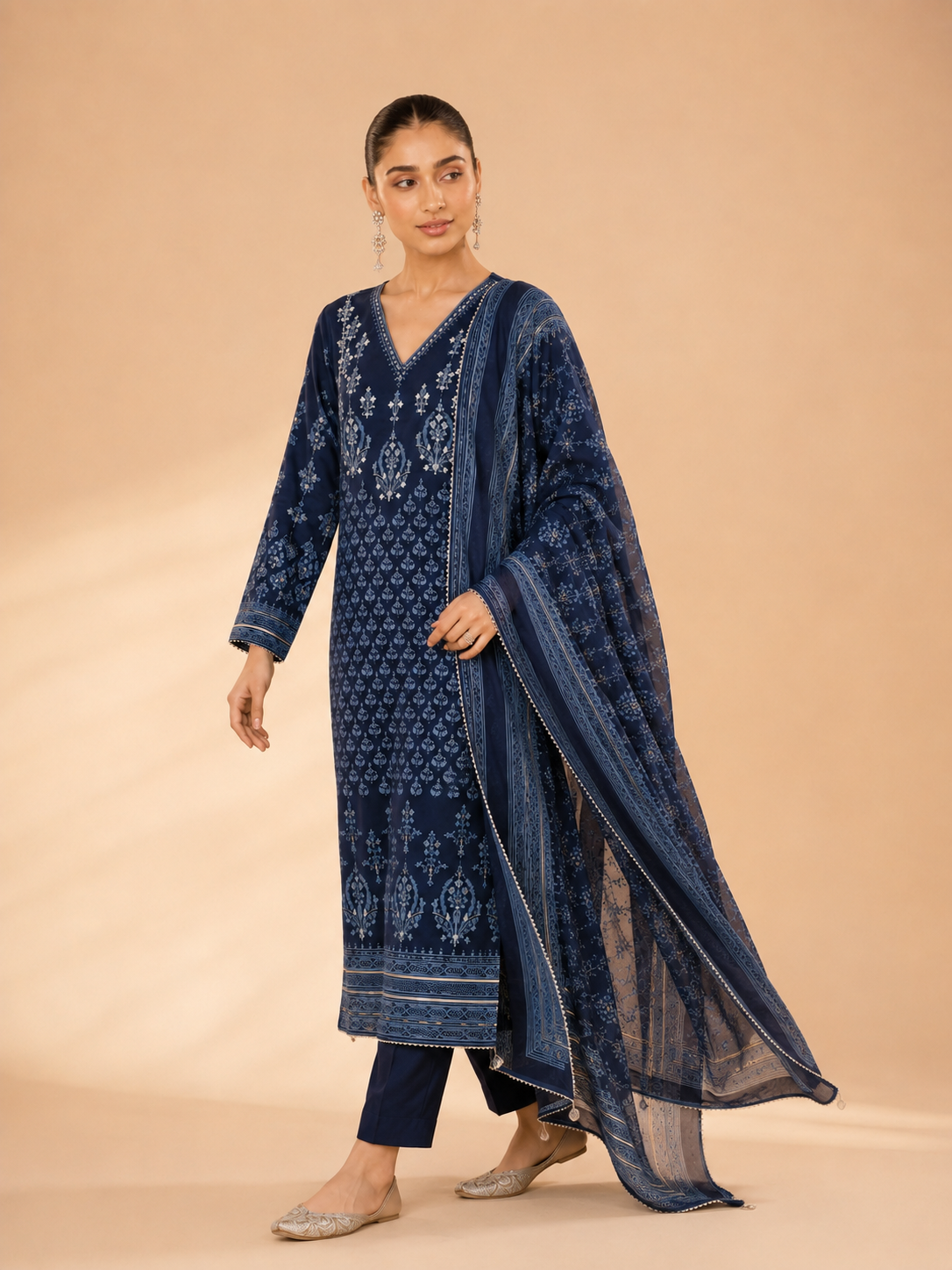 Neelara – Navy Blue Embroidered Suit