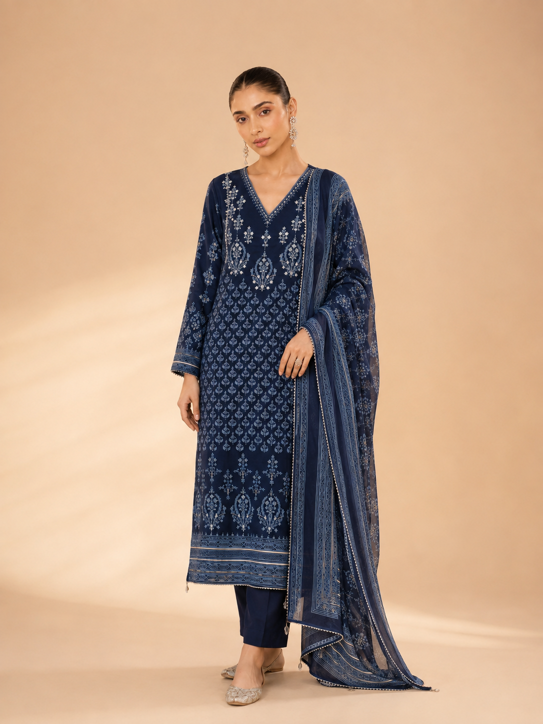 Neelara – Navy Blue Embroidered Suit