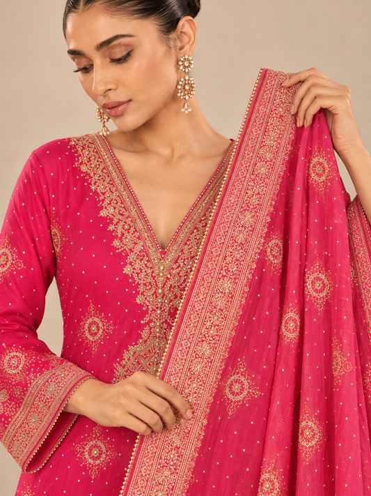 Gulrani – Rani Pink Embroidered Suit