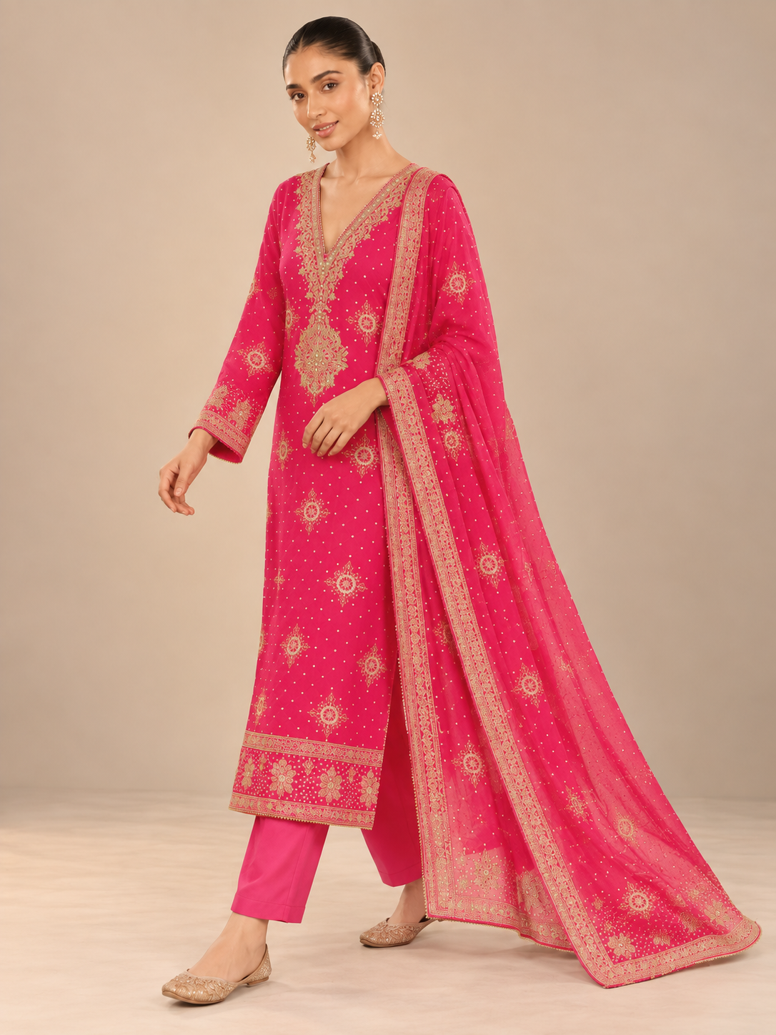 Gulrani – Rani Pink Embroidered Suit