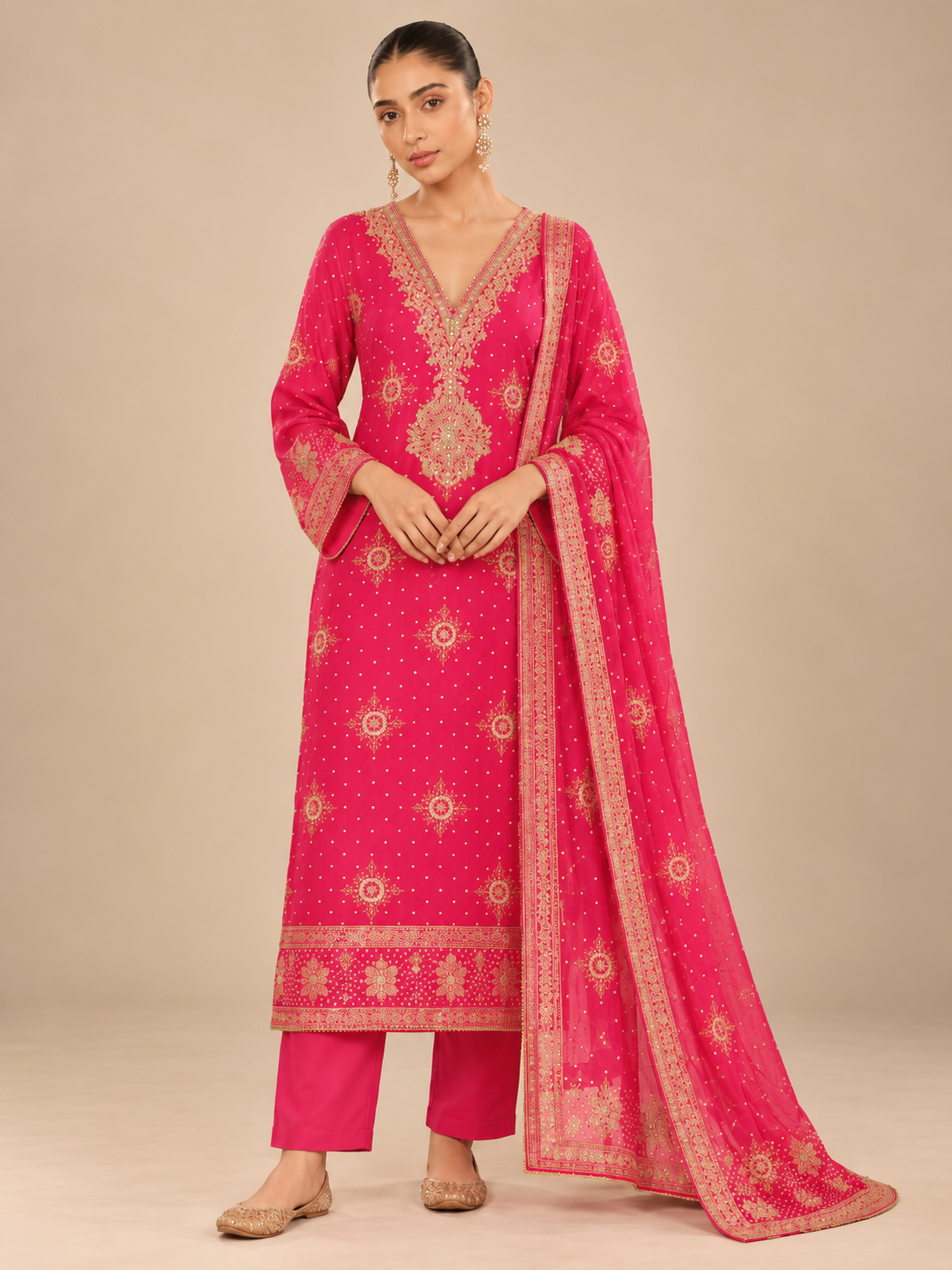 Gulrani – Rani Pink Embroidered Suit