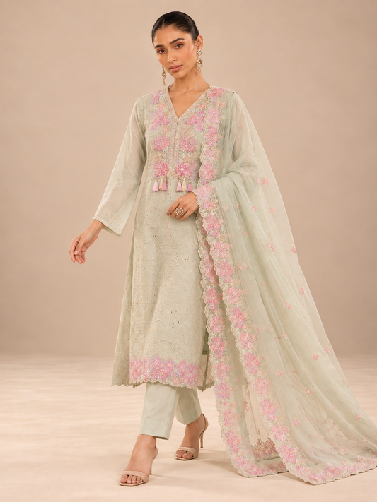 Amaira Floral Beadwork Suit Set